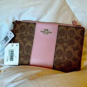 Coach Small Wristlet in Signature Canvas Leather